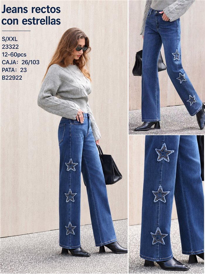 Jeans rectos estrellas con tachas