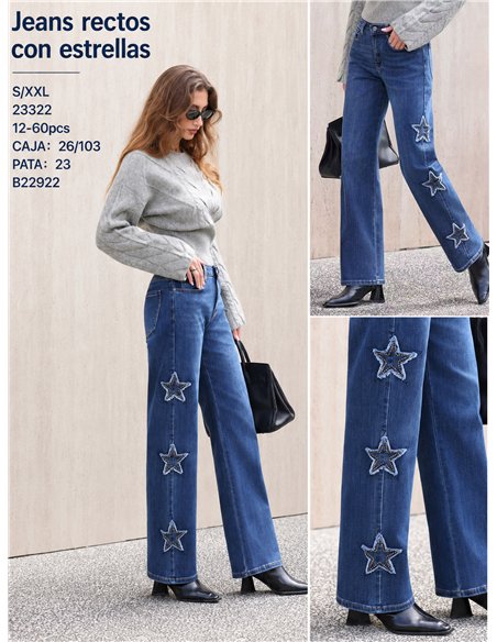 Jeans rectos estrellas con tachas