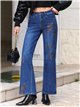 Jeans wide leg bordado paisley con tachas