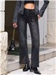 Jeans wide leg bordado paisley con tachas