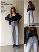 Jeans rectos cintura bordada con tachas
