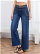 Jeans rectos cintura bordada con tachas