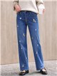 Jeans rectos perritos bordados