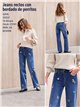 Jeans rectos perritos bordados