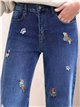 Jeans rectos perritos bordados