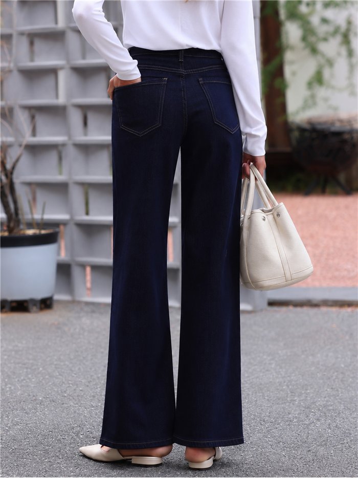 Jeans wide leg denim oscuro