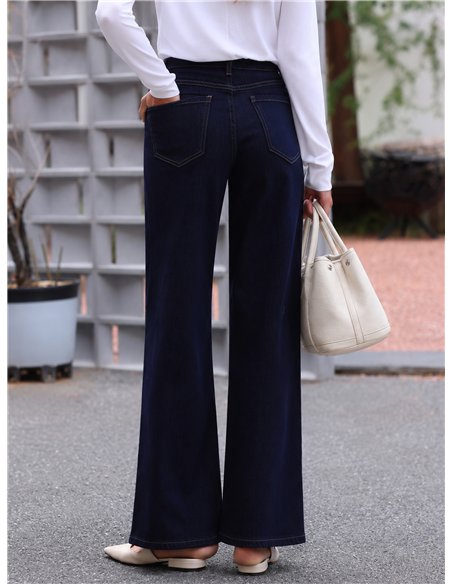 Jeans wide leg denim oscuro