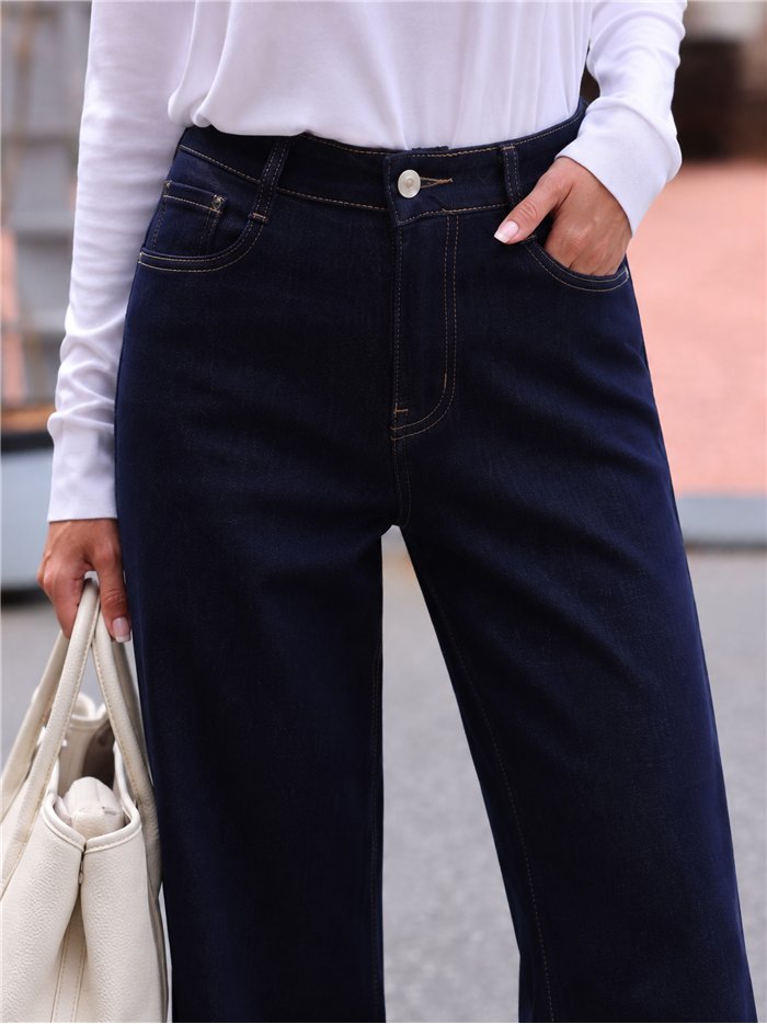 Jeans wide leg denim oscuro