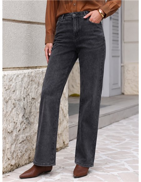 Jeans rectos lavado gris