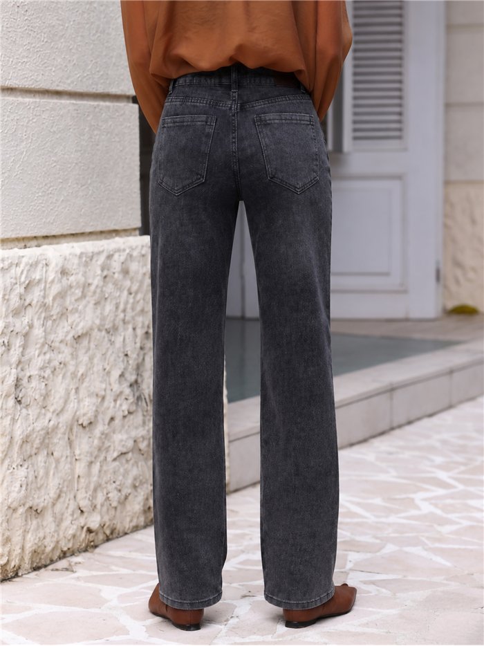 Jeans rectos lavado gris