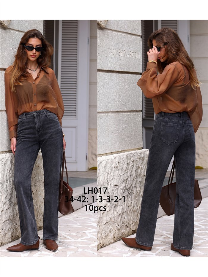 Jeans rectos lavado gris