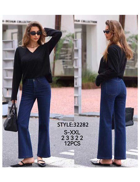 Jeans flare de raya fina