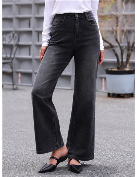 Jeans wide leg lavado gris