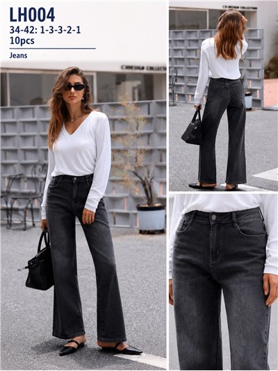 Jeans wide leg lavado gris 2