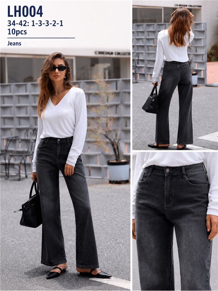 Jeans wide leg lavado gris