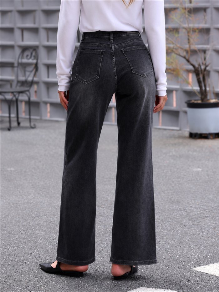 Jeans wide leg lavado gris