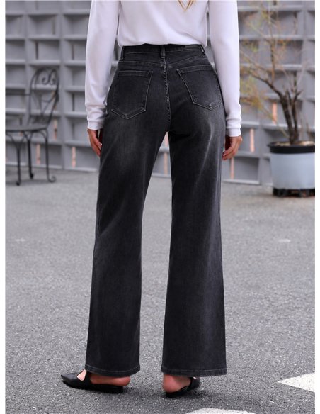 Jeans wide leg lavado gris