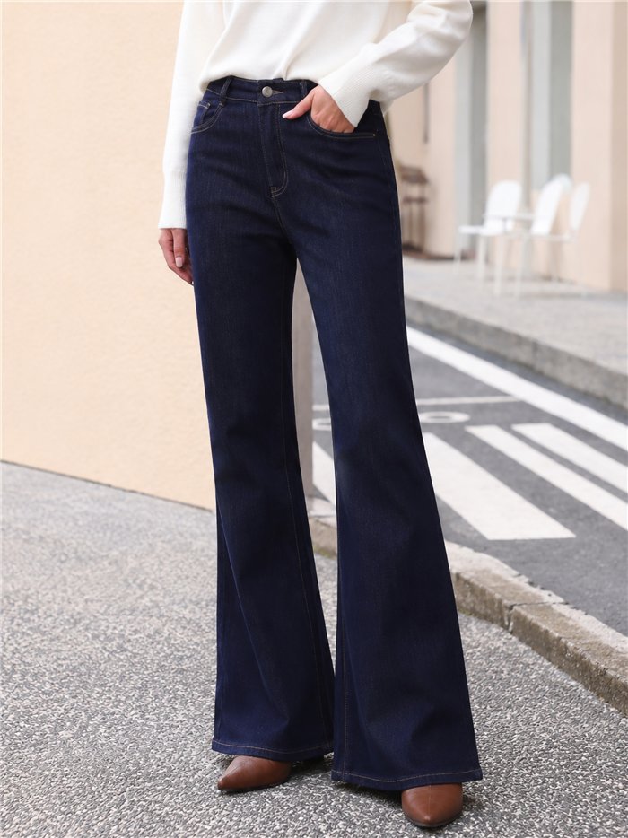 Jeans flare denim oscuro