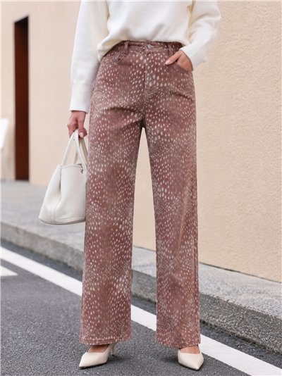 Jeans wide leg estampado animal