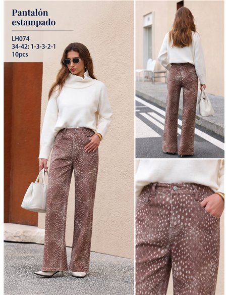 Jeans wide leg estampado animal