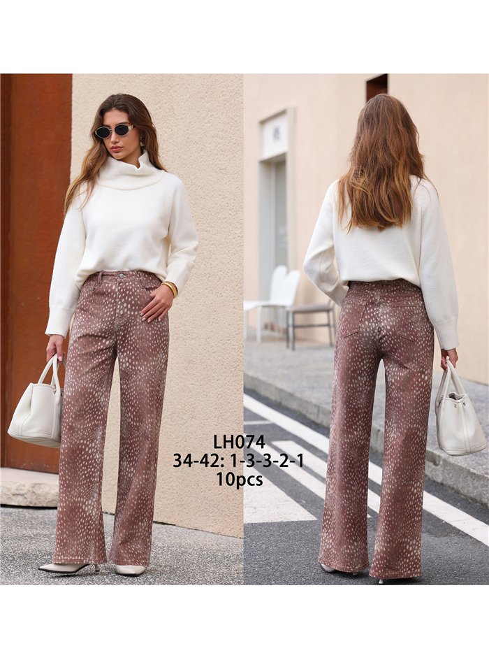 Jeans wide leg estampado animal