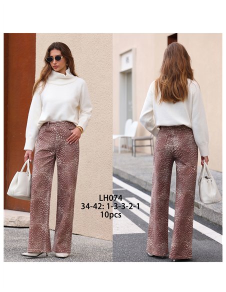 Jeans wide leg estampado animal