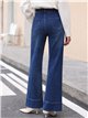 Jeans wide leg cintura trenzada