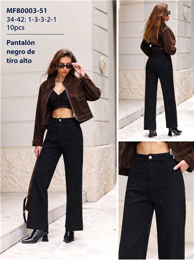 Jeans wide leg negro con bolsillos delanteros 2