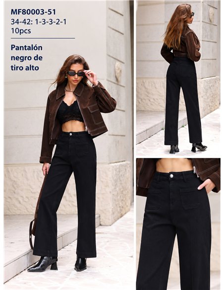 Jeans wide leg negro con bolsillos delanteros