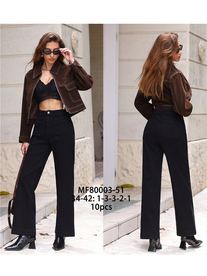 Jeans wide leg negro con bolsillos delanteros