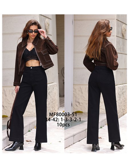 Jeans wide leg negro con bolsillos delanteros