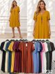Vestido liso cuello pico con collar