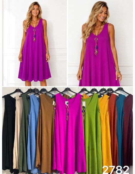 Vestido evasê sem mangas com gola | ZD-2782 | B2B
