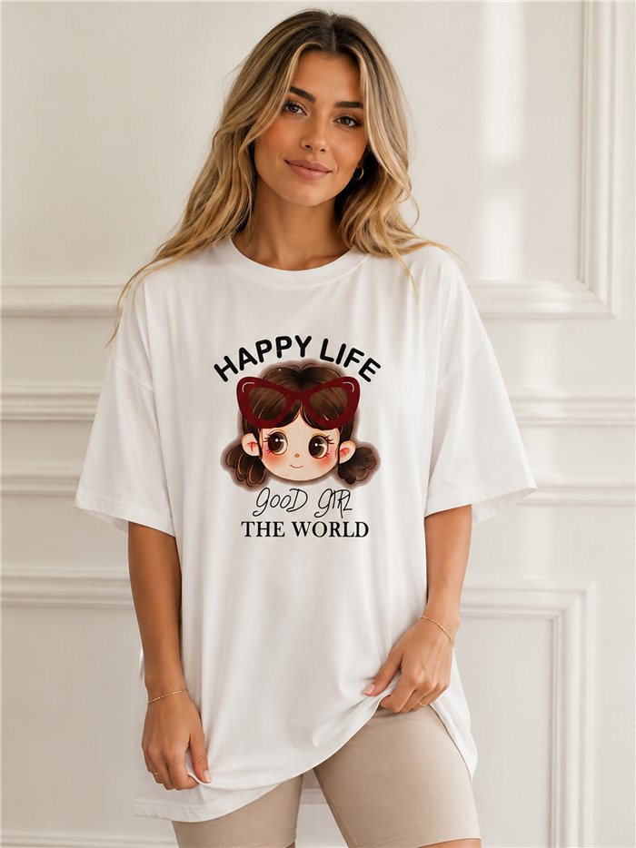Camiseta maxi happy girl