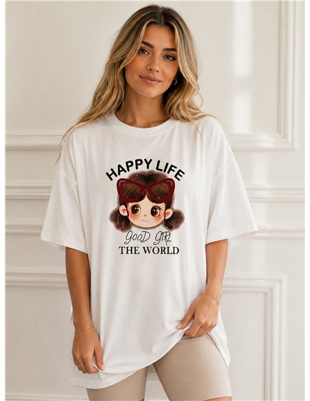 Camiseta maxi happy girl