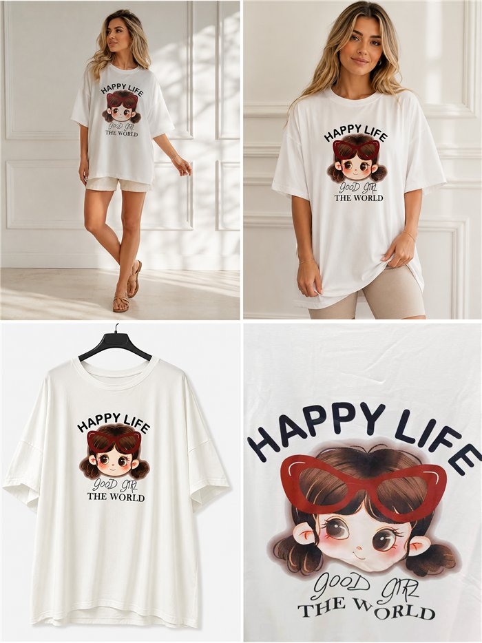 Camiseta maxi happy girl