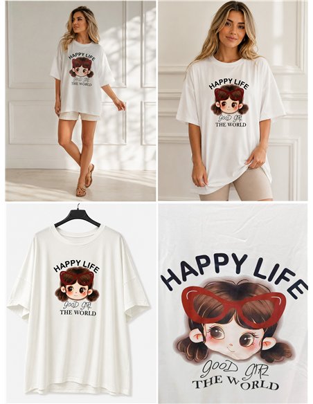 Camiseta maxi happy girl