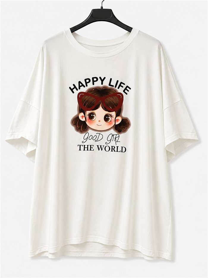 Camiseta maxi happy girl