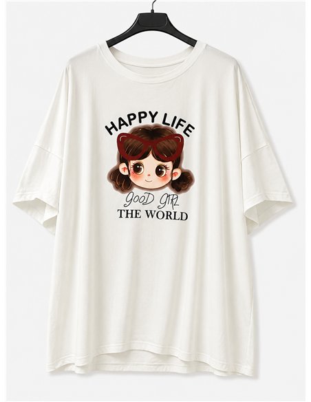 Camiseta maxi happy girl