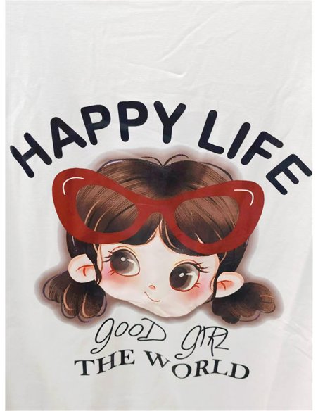 Camiseta maxi happy girl