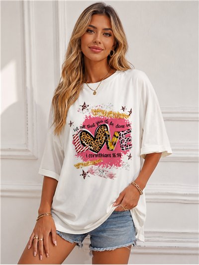Camiseta maxi love animal print
