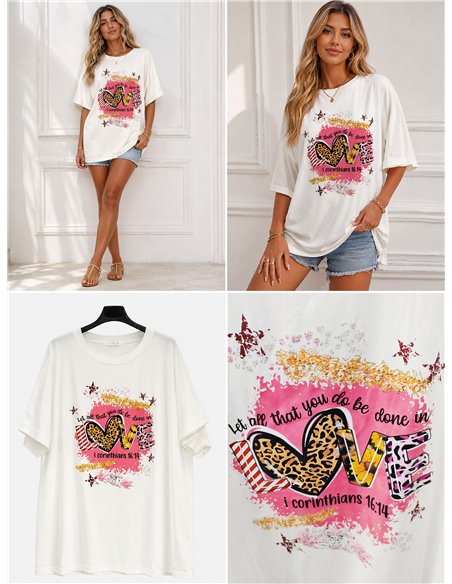 Camiseta maxi love animal print