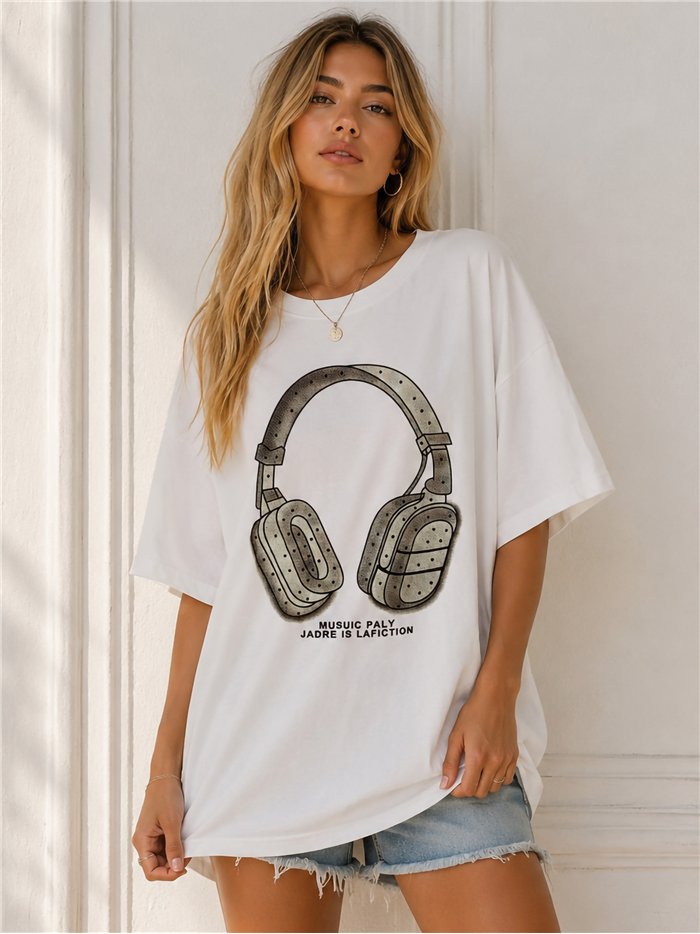 Camiseta maxi auriculares topitos