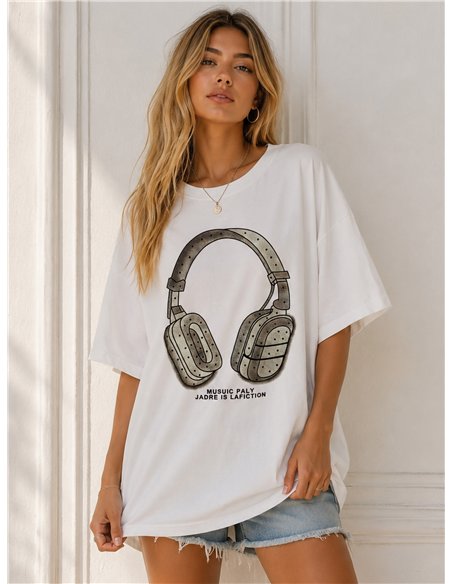 Camiseta maxi auriculares topitos