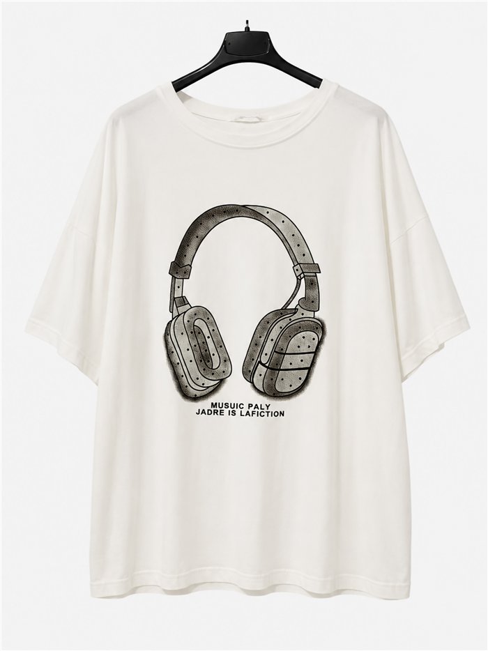 Camiseta maxi auriculares topitos