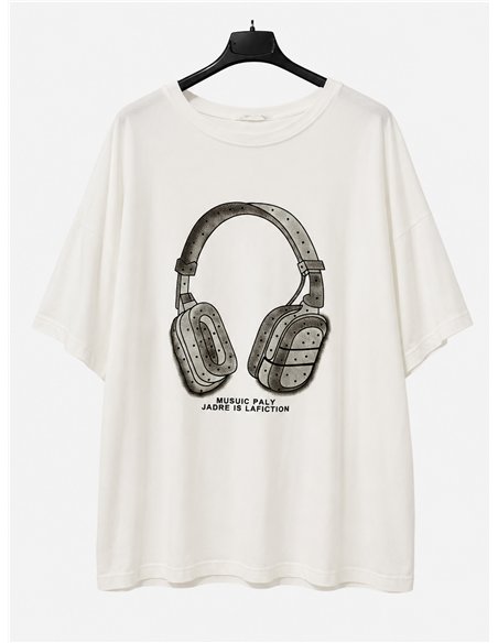 Camiseta maxi auriculares topitos