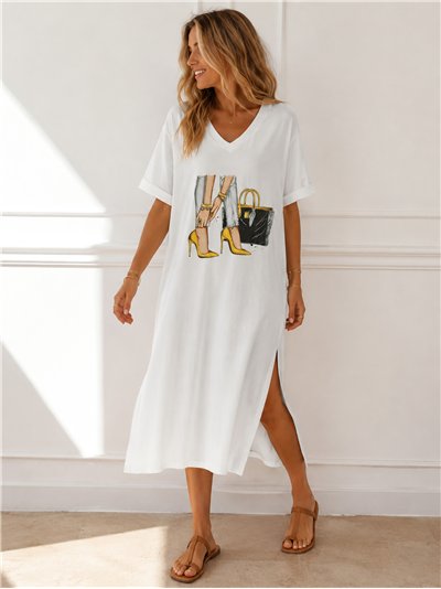Vestido midi ilustración moda