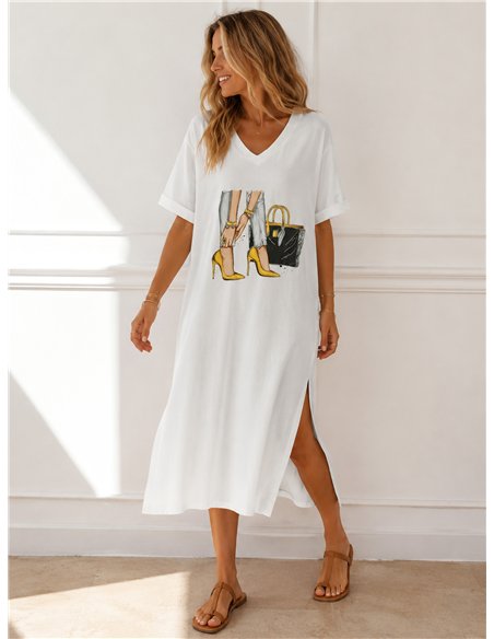 Vestido midi ilustración moda
