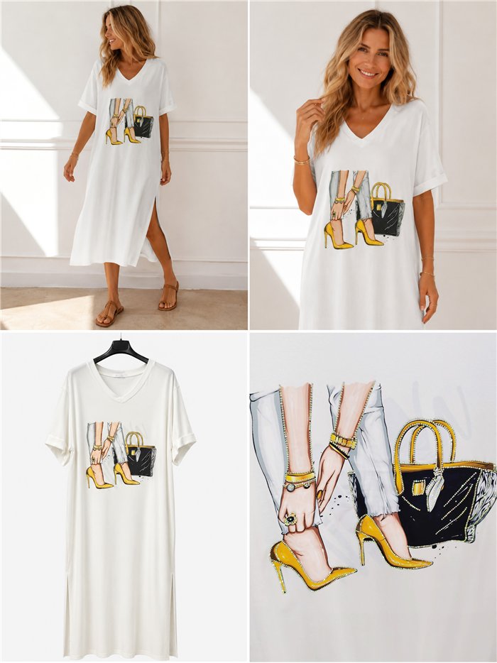 Vestido midi ilustración moda