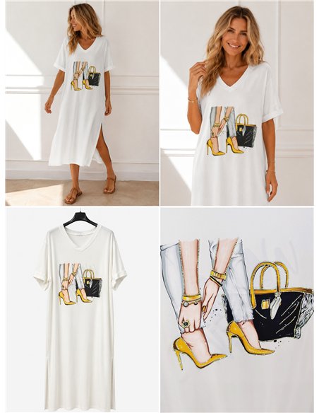 Vestido midi ilustración moda